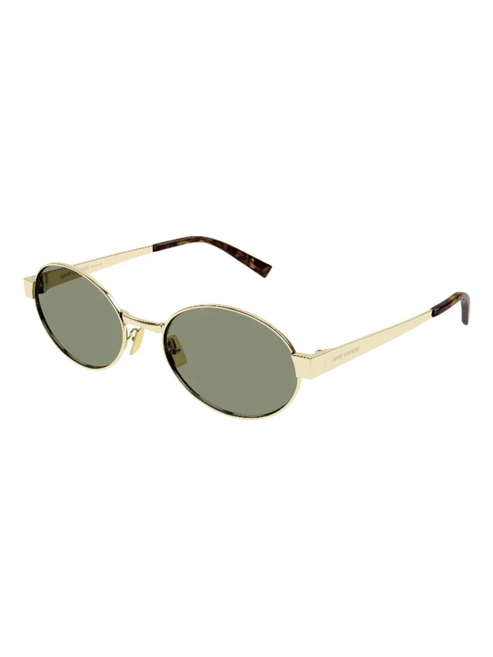 New Saint Laurent Women's Sunglasses Gold Square Green Lens Metal Frame SL 692